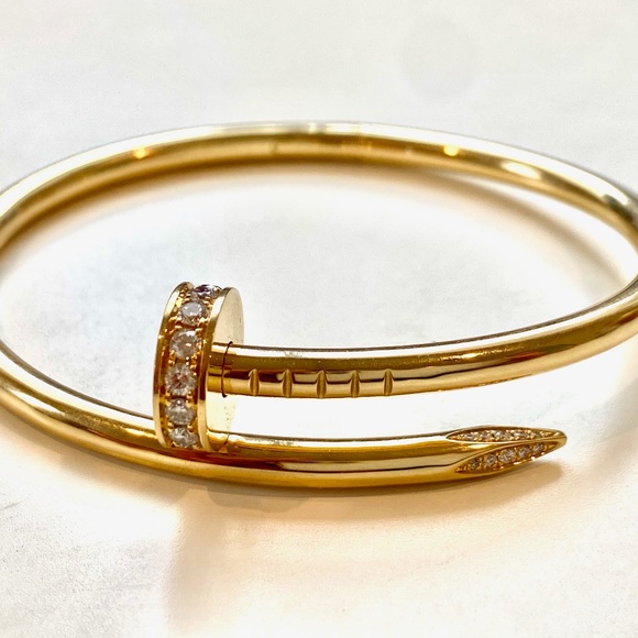 Cartier Juste un Clou Nail 18k Rose Gold Diamond Bangle  Diamond nail bracelet yellow gold (size 16)